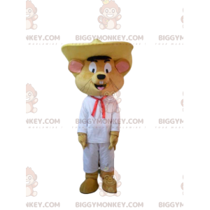 BIGGYMONKEY™ maskotdräkt av glad mus, med en sombrero. mus