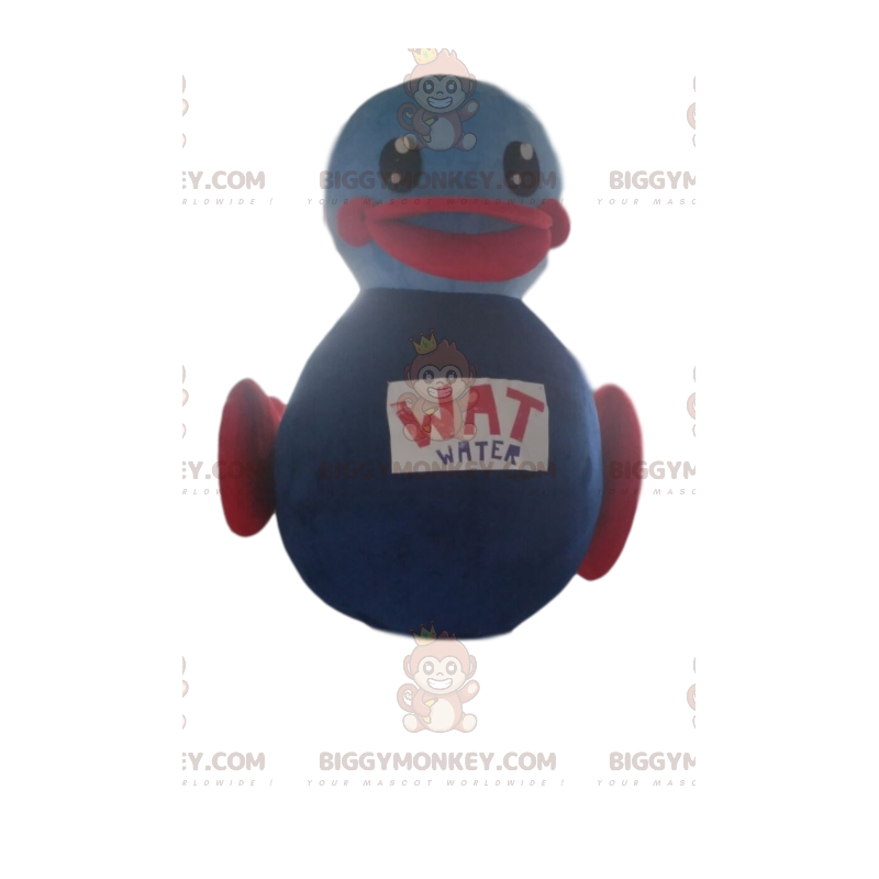 Fato de mascote de pato insuflável roxo BIGGYMONKEY™. fantasia