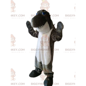 Traje de mascote BIGGYMONKEY™ super divertido de tubarão cinza