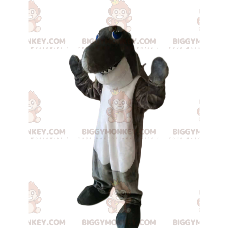 Super fun gray and white shark BIGGYMONKEY™ mascot costume.