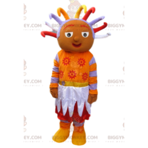 Disfraz de mascota BIGGYMONKEY™ de personaje naranja folclórico