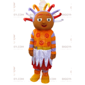 Folk orange karakter BIGGYMONKEY™ maskotkostume med original