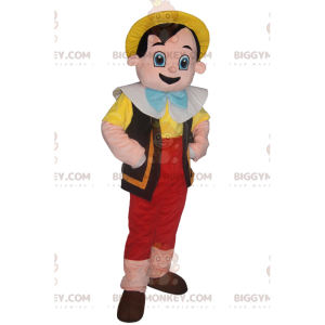 BIGGYMONKEY™ Maskottchenkostüm von Pinocchio mit seinem gelben