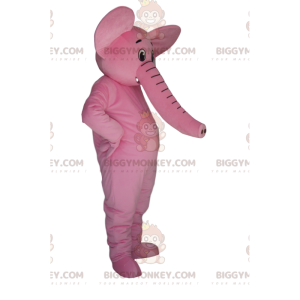 Mycket glad rosa elefant BIGGYMONKEY™ maskotdräkt. elefantdräkt