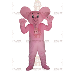 Meget glad pink elefant BIGGYMONKEY™ maskotkostume. elefant