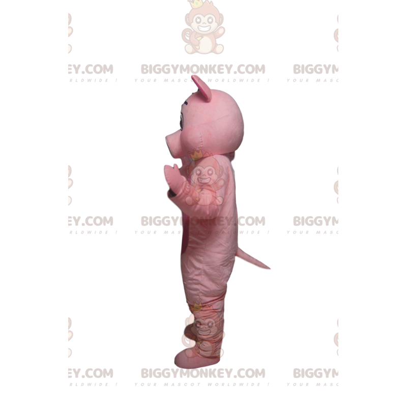 BIGGYMONKEY™ maskotkostume af pink gris med en sød hvid tryne -