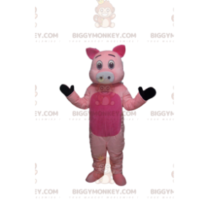 BIGGYMONKEY™ mascot costume of pink pig, with a cute white