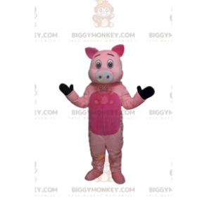 Costume de mascotte BIGGYMONKEY™ de cochon rose, avec un joli