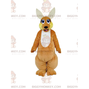BIGGYMONKEY™ Mascottekostuum bruine kangoeroe met wakkere look