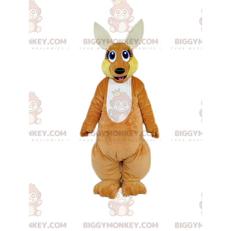 BIGGYMONKEY™ Costume da mascotte Canguro marrone con sguardo
