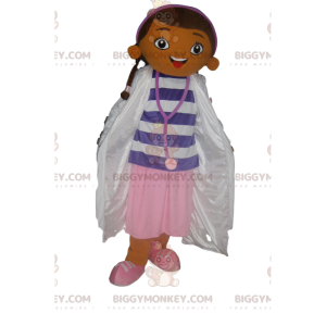 BIGGYMONKEY™ Disfraz de mascota de niña morena con traje de