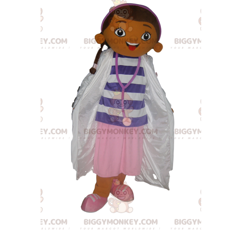 BIGGYMONKEY™ Disfraz de mascota de niña morena con traje de