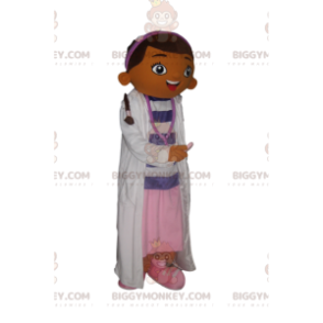 BIGGYMONKEY™ Little Brunette Girl Mascot Costume In Nurse