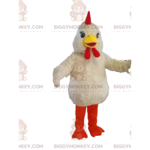 Sehr verspieltes weißes Huhn BIGGYMONKEY™ Maskottchen-Kostüm