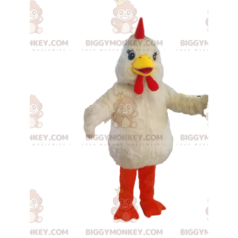 Very Playful White Chicken BIGGYMONKEY™ Mascot Costume With