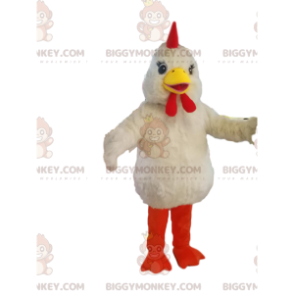 Costume de mascotte BIGGYMONKEY™ de poulet blanc très enjoué