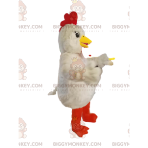 Sehr verspieltes weißes Huhn BIGGYMONKEY™ Maskottchen-Kostüm