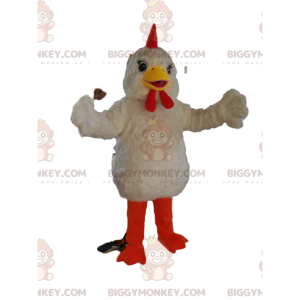 Costume da mascotte BIGGYMONKEY™ pollo bianco molto giocoso con