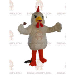 Costume de mascotte BIGGYMONKEY™ de poulet blanc très enjoué