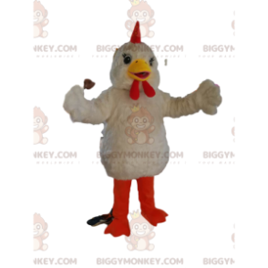 Very Playful White Chicken BIGGYMONKEY™ Mascot Costume With
