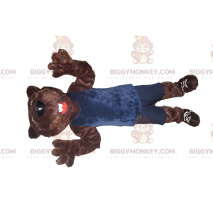 Brown Bear BIGGYMONKEY™ maskottiasu sinisessä urheiluasussa -