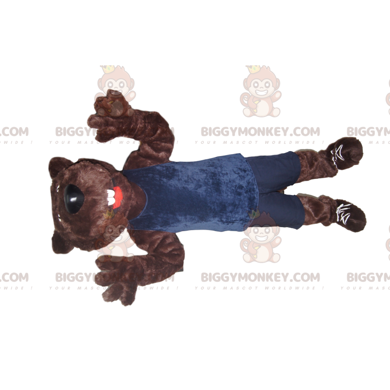 Brown Bear BIGGYMONKEY™ Mascot Costume In Blue Sportswear -