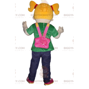 Costume da mascotte BIGGYMONKEY™ per bambina con trecce bionde