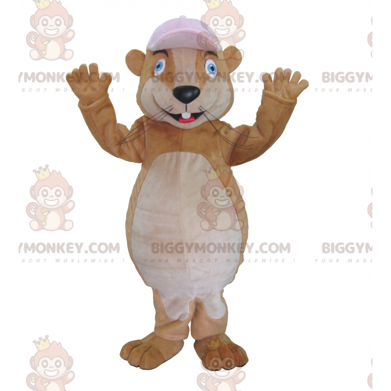 Brown Groundhog BIGGYMONKEY™ Mascot Costume with Cap –