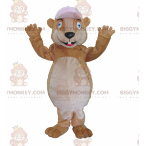 Bruin Groundhog BIGGYMONKEY™ mascottekostuum met pet -