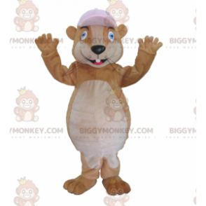 Traje de mascote marrom marmota BIGGYMONKEY™ com boné –