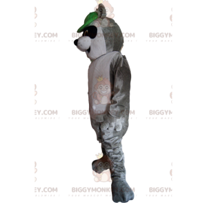 Raccoon BIGGYMONKEY™ Mascot Costume, with green cap -