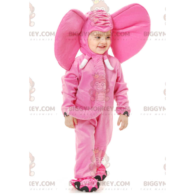 Costume da elefante rosa con una grande proboscide -