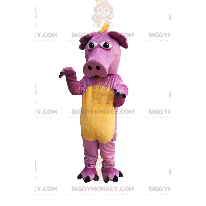 Bardzo zabawny kostium maskotki świnki różowego smoka