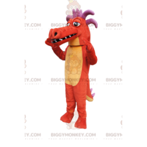 Costume de mascotte BIGGYMONKEY™ de dragon orange, avec des