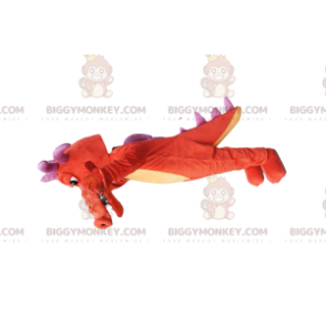BIGGYMONKEY™ Maskottchenkostüm eines orangefarbenen Drachen mit