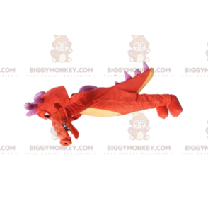 Traje de mascote BIGGYMONKEY™ de dragão laranja, com chifres