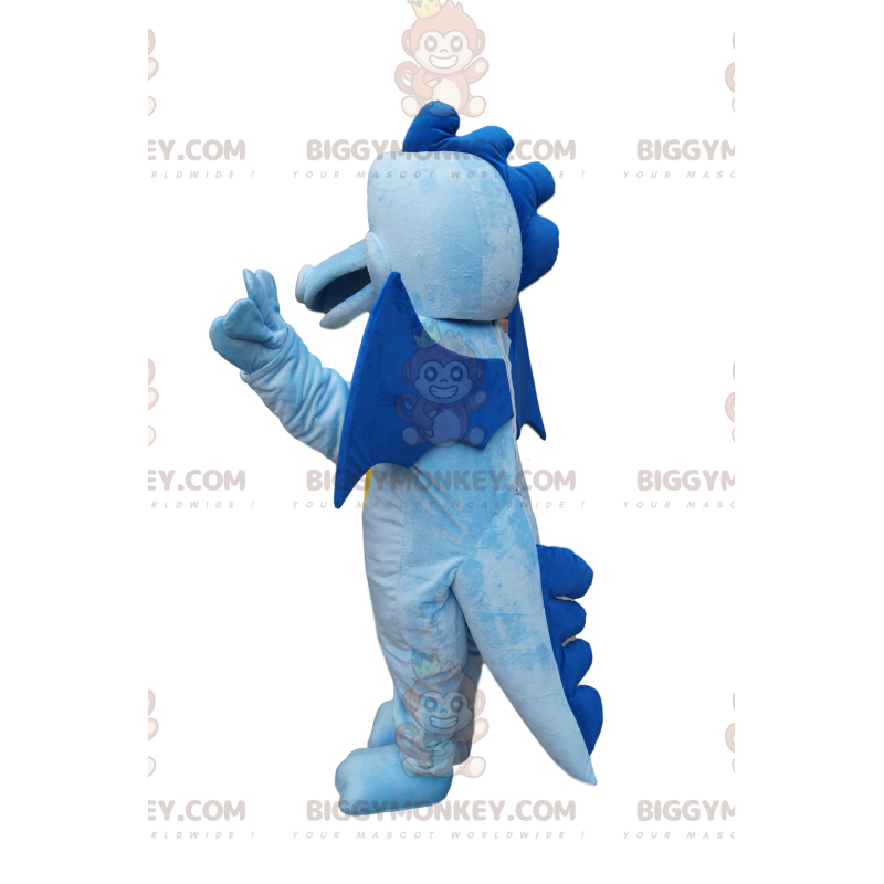 BIGGYMONKEY™ Maskottchenkostüm Blauer und gelber Drache mit