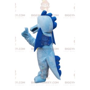 BIGGYMONKEY™ mascottekostuum blauwe en gele draak met kleine