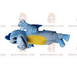 Disfraz de mascota BIGGYMONKEY™ Dragón azul y amarillo con alas