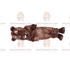 Mycket glad brun björn BIGGYMONKEY™ maskotdräkt, med söt svart