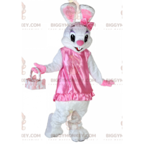 BIGGYMONKEY™ Costume da mascotte Coniglio bianco in un vestito