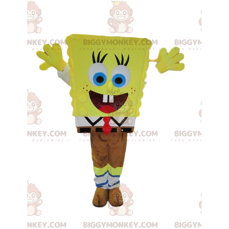 Rolig SpongeBob BIGGYMONKEY™ maskotdräkt. Svampbob kostym -