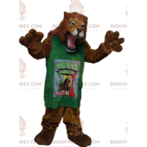 Awesome lion BIGGYMONKEY™ mascot costume with green jersey –