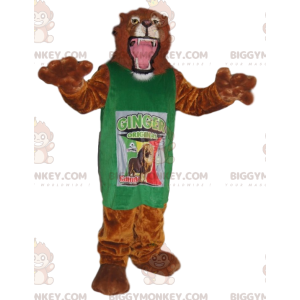 Awesome lion BIGGYMONKEY™ mascot costume with green jersey –