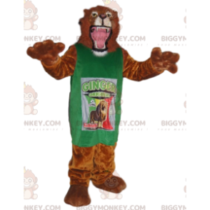 Fantastisk løve BIGGYMONKEY™ maskotkostume med grøn jersey -