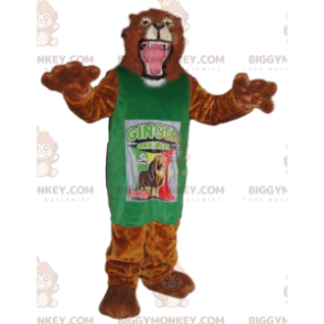 Geweldig leeuw BIGGYMONKEY™ mascottekostuum met groene trui -