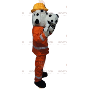Dalmatiër BIGGYMONKEY™ mascottekostuum met oranje werkkleding -