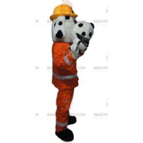 Dalmatialainen BIGGYMONKEY™ maskottiasu oranssilla