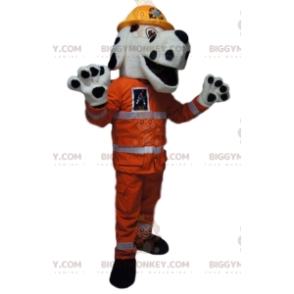 Dalmatialainen BIGGYMONKEY™ maskottiasu oranssilla