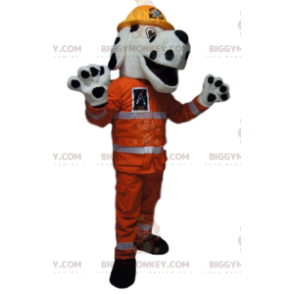 Dalmatian BIGGYMONKEY™ Mascot Costume with Orange Workwear –